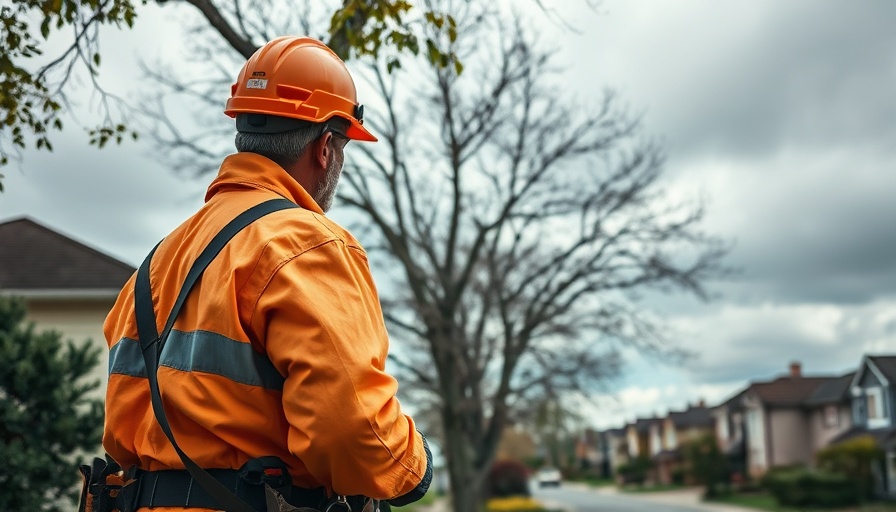 Arborist in protective gear overseeing tree trimming for Phoenix directory