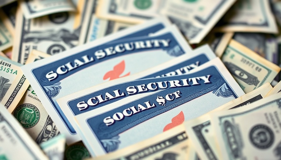 Social Security cards surrounded by US currency, highlighting financial theme.