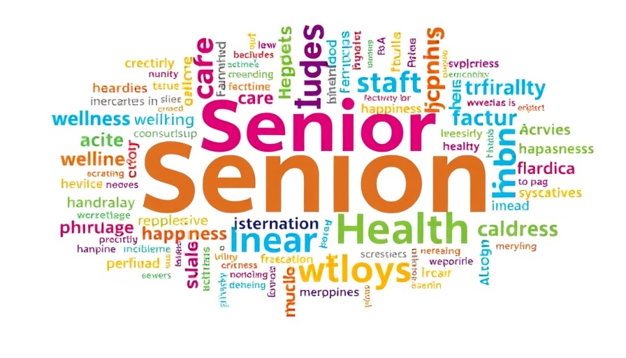 Free Senior Health Event August 18 word cloud featuring wellness and care.
