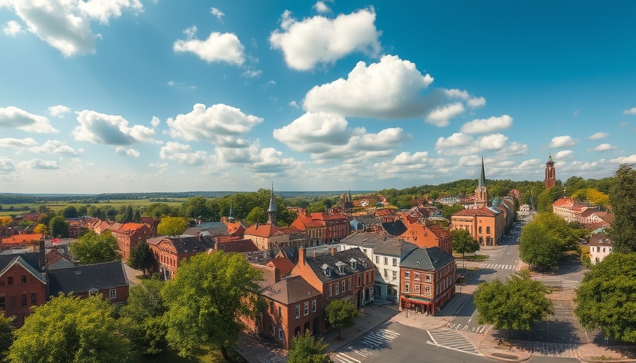 Scenic aerial view of one of the best towns in the United States for retirees.
