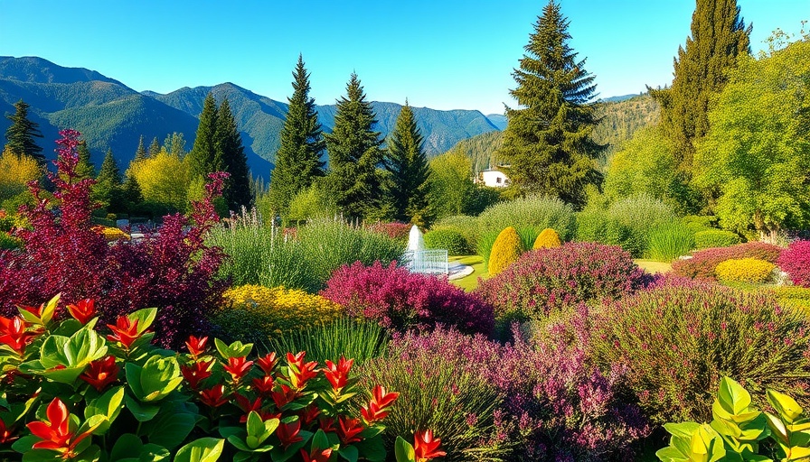 Lush summer garden landscape with vibrant plants.