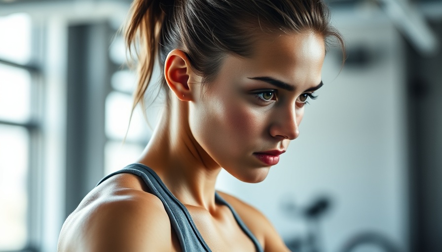 Focused young woman working out in a spacious gym.