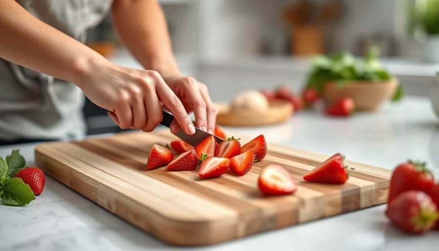 Preparing healthy whole food meal with strawberries for weight loss.