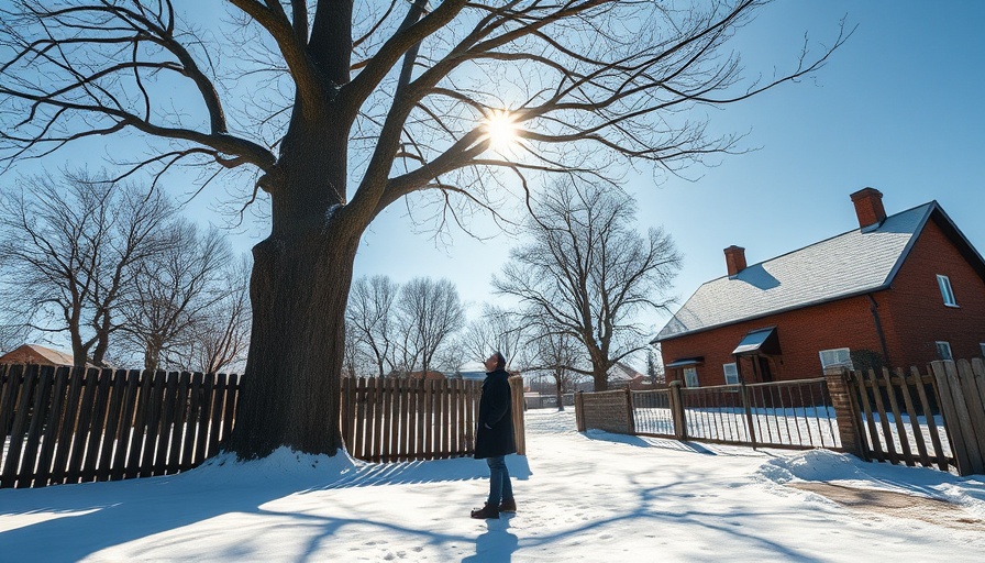 Local tree expert in Shelby, Michigan inspecting trees during winter.
