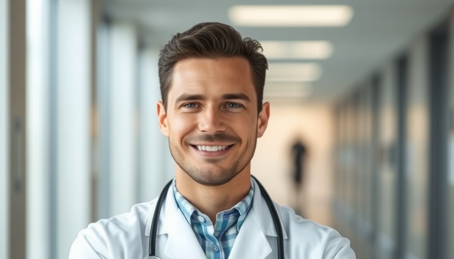 Male doctor in white coat smiling confidently