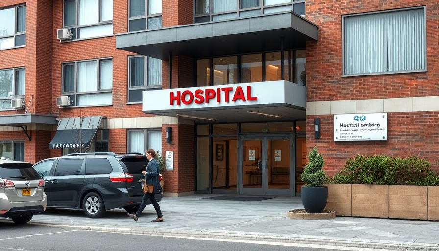 Weiss Memorial Hospital entrance with vehicles, urban setting.