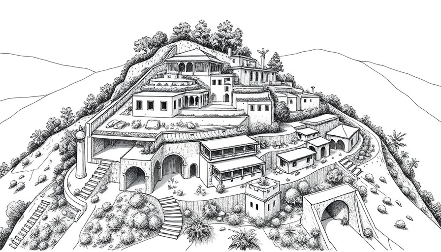 Illustration of historical cooling landscape techniques on a hill.
