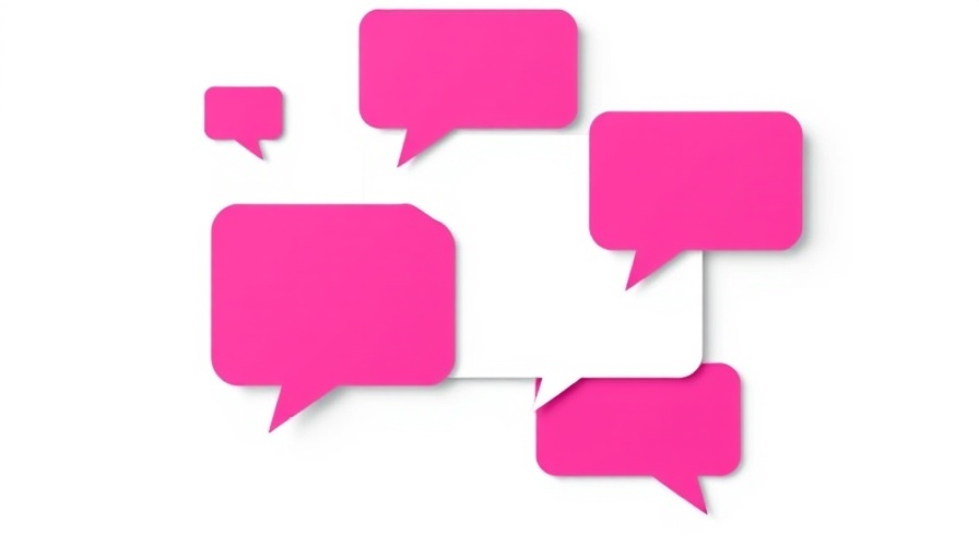 Magenta speech bubbles icon for Community Blogs Woodlands TX