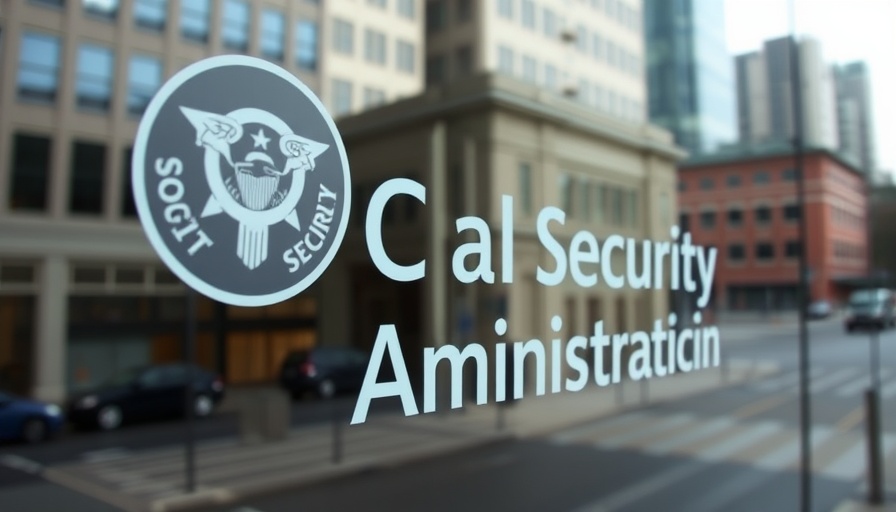 Social Security Administration logo on glass for apply in Muskegon.