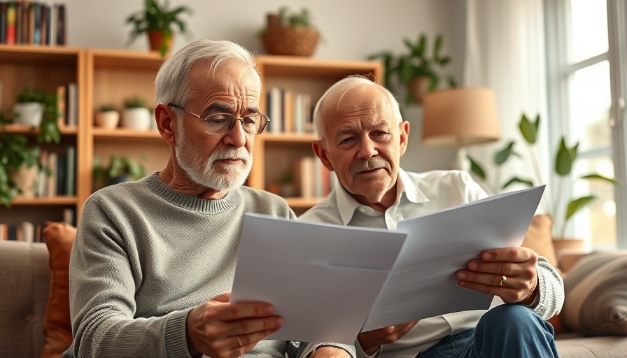 Older couple discussing retirement plans in cozy home setting.