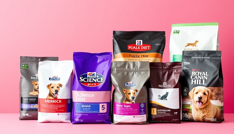 Top senior dog food brands 2025 showcasing Merrick, Hill's, Purina, Royal Canin.
