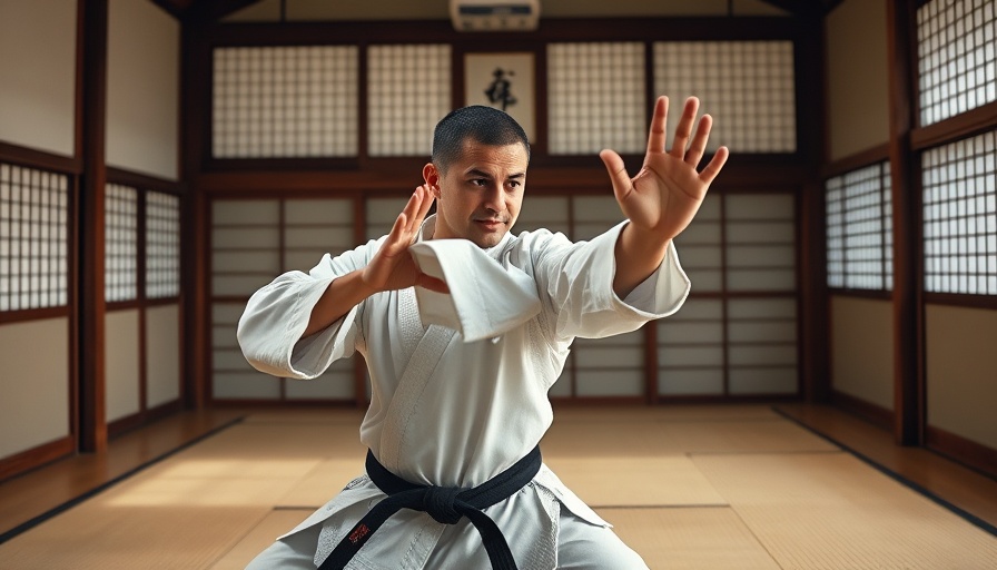 Karate practitioner in a traditional dojo in Gurnee performing kata.