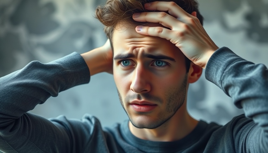 Stressed college student worried about autism anxiety and depression.