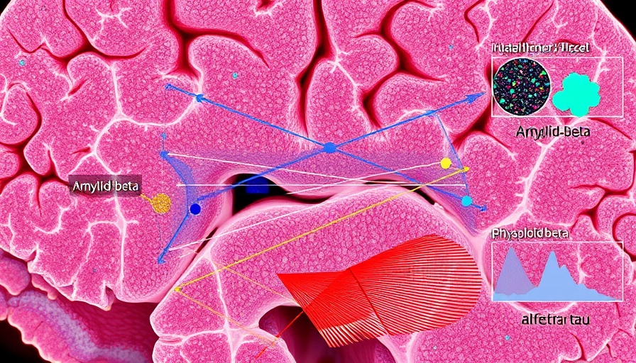 Scientific visualization of Alzheimer's markers in brain tissue.