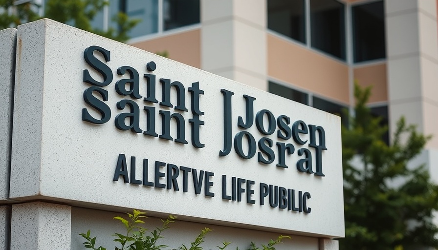 Saint Joseph Hospital sign highlighting scam alert concern.