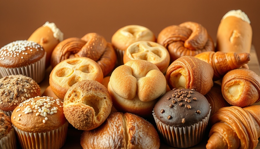 Assorted pastries and breads highlighting ultra-processed foods.