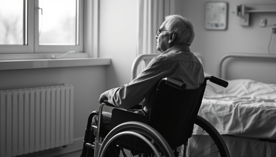 Virginia nursing home oversight: Elderly resident in wheelchair by hospital bed.