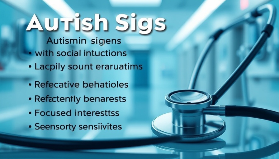 Signs of autism list with stethoscope overlay.