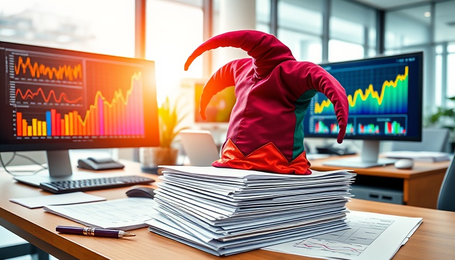 Intellicheck financial results displayed with vibrant graphs and jester hat.