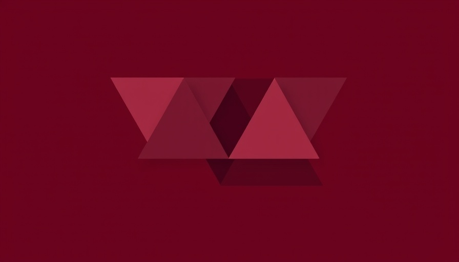 Abstract geometric design with interlocking triangles in burgundy.