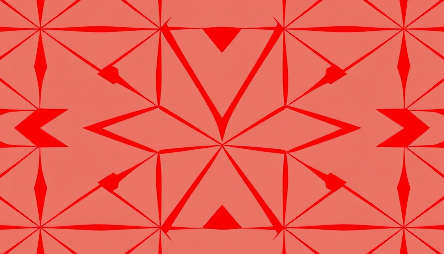 Vivid red geometric pattern with abstract triangles, managing senior glucose health Muskegon theme.