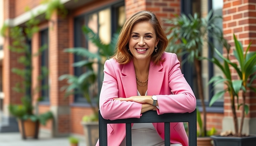 Confident woman in pink blazer smiling, representing emotion and decision making in retirement planning.