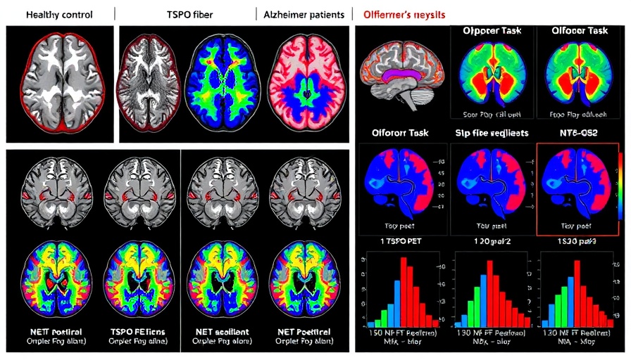 Scientific images on Alzheimer's immune response and olfactory issues.
