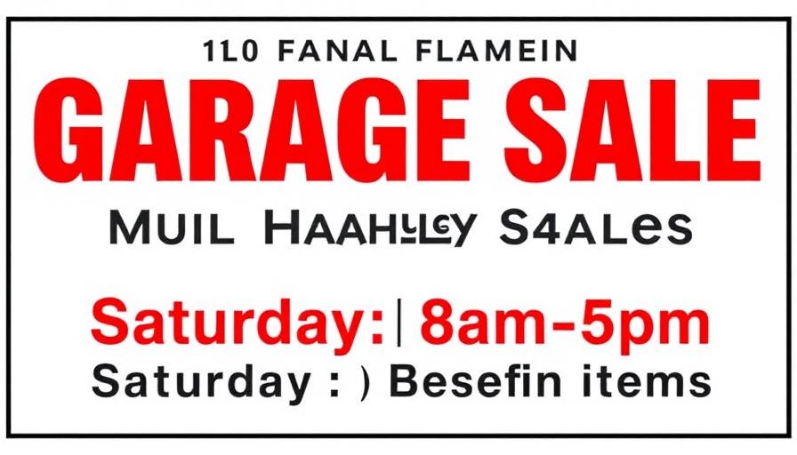 North Laramie Garage Sale on Coughlin Street poster with sale details.