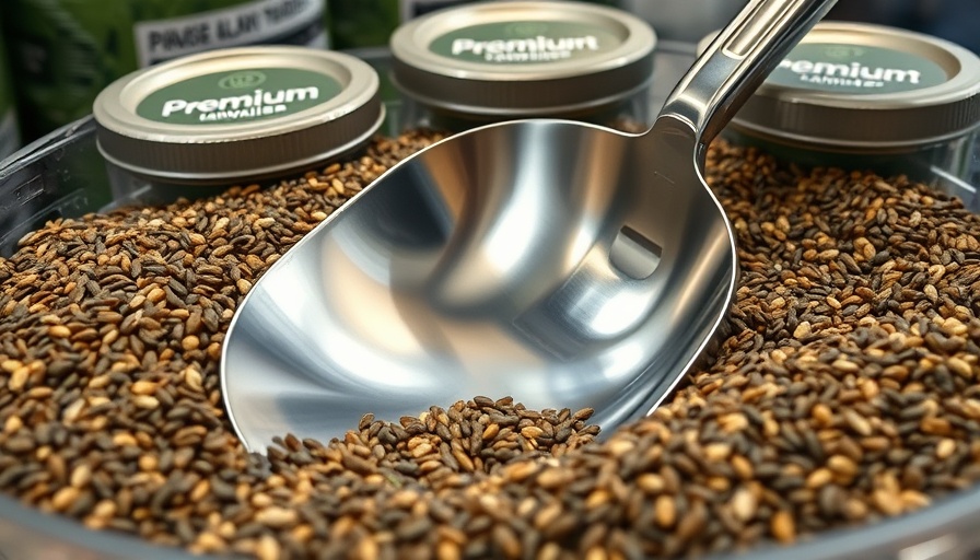 Close-up of grass seed container for lawn care services in Shelby MI.