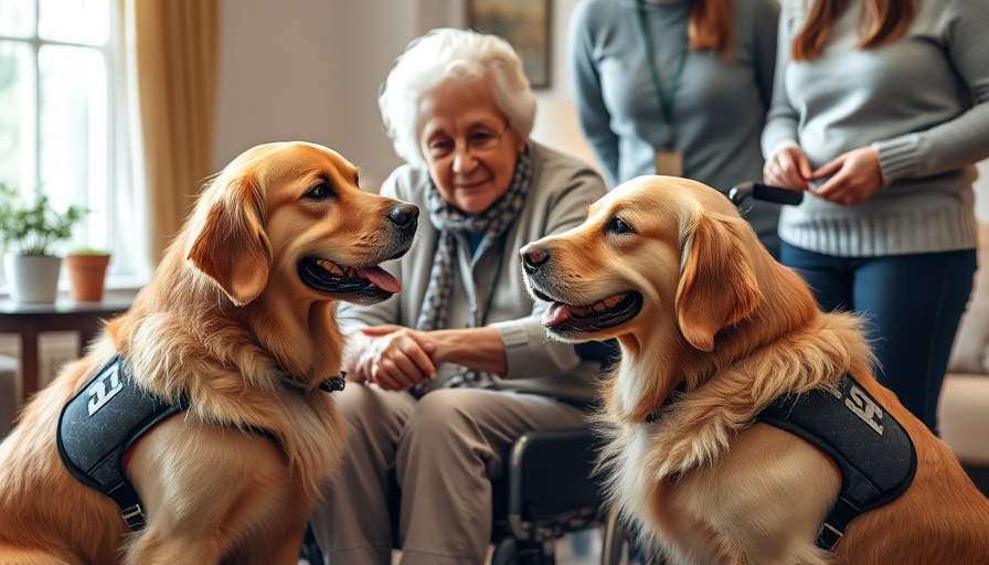 Helping Paws Senior Care Programs: elderly woman with service dogs.