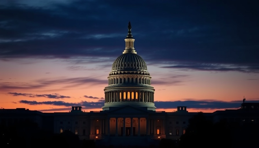 One Big Beautiful Bill site showing Capitol dome at dusk.