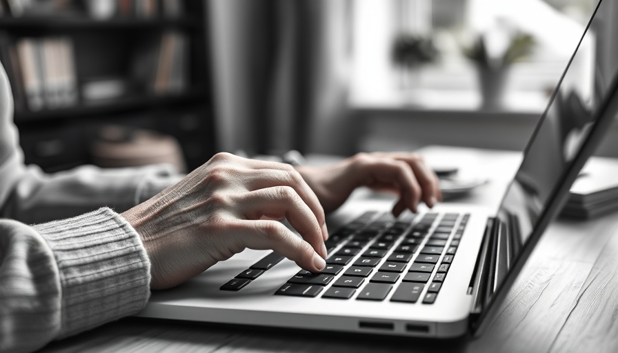 Older person typing on laptop, highlighting AI trust issues.