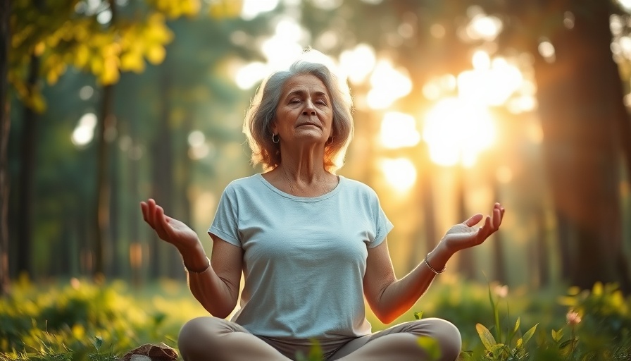 Improve lupus symptoms with age: mature woman meditating in nature.