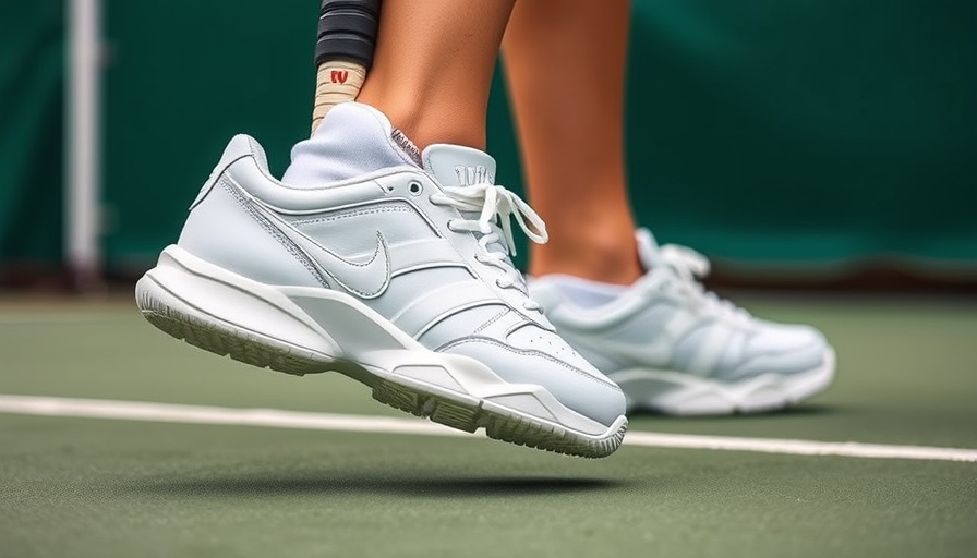 Wilson Intrigue Tour Sneakers with tennis court and racket.