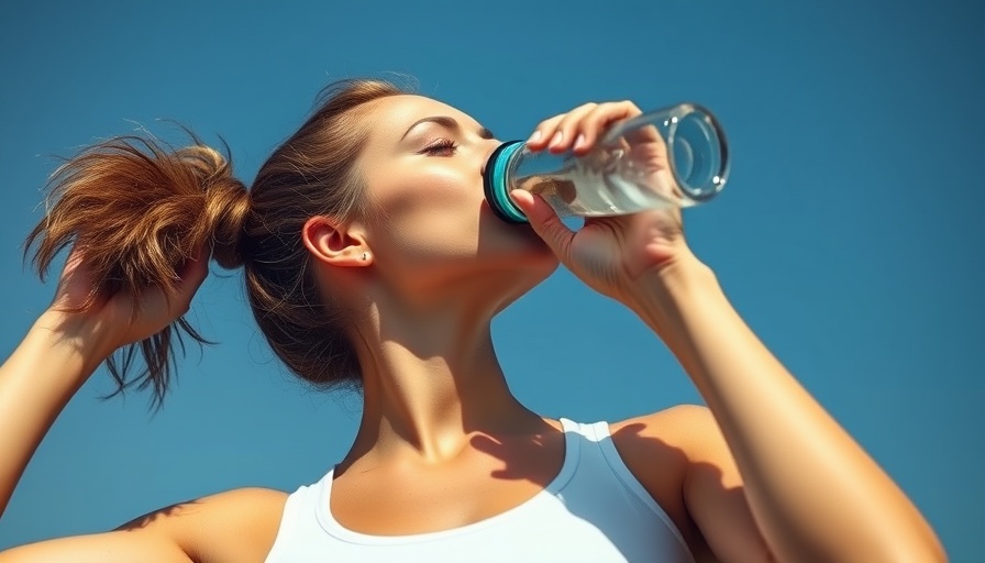 Woman drinking water under summer sun, emphasizing hydration during workouts.