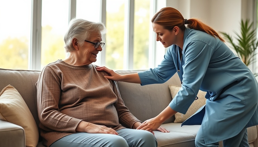 Caregiver assisting elderly woman in a bright room, senior care workforce management.