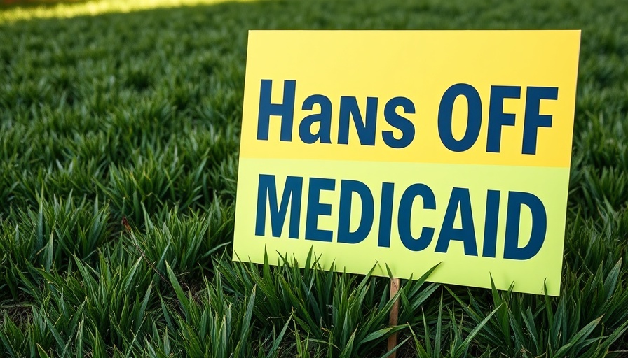 Protest sign on grass about Medicaid eligibility changes 2025.