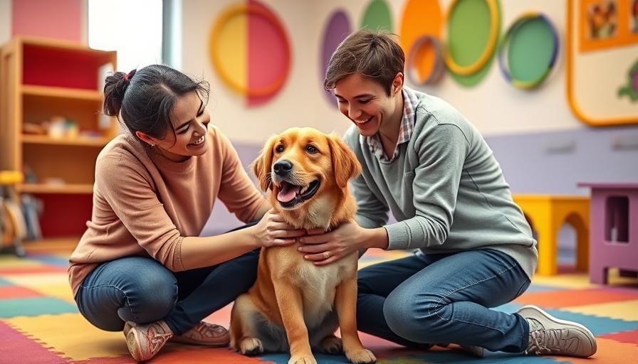 Therapy session at autism therapy center in Muskegon with therapy dog.