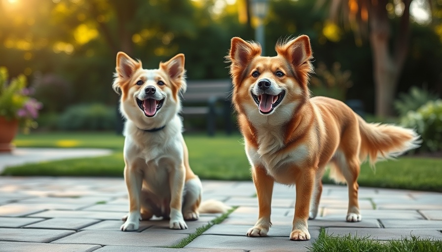Two happy dogs outdoors at a dog adoption event in Pasadena.