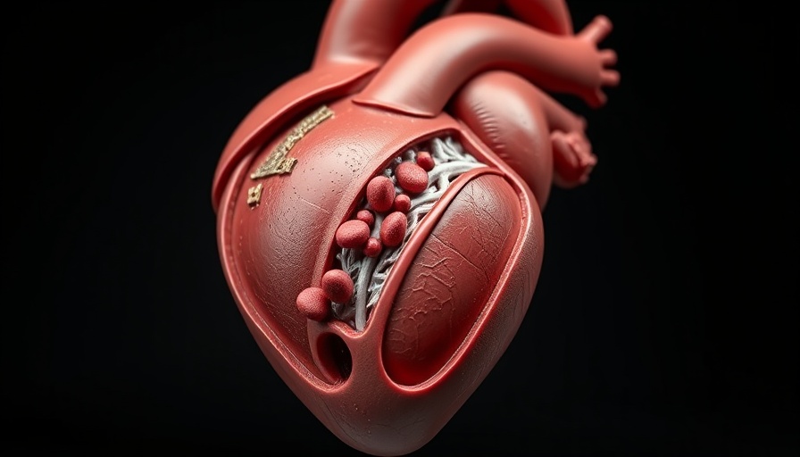 3D model of anatomical heart showing cardiovascular health decline.