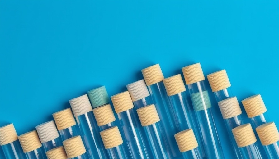 Empty test tubes for health testing on blue background.