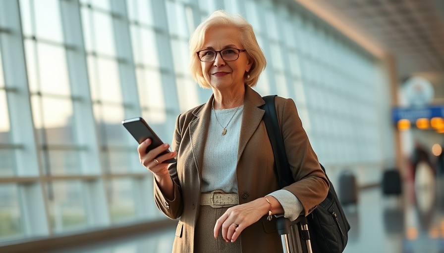 Senior woman traveling with suitcase, senior discounts for travel.