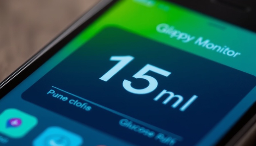 Smartphone showing glucose monitoring app in remote patient monitoring.