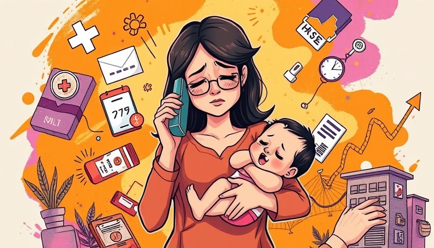 Mother worried about preventive care coverage costs while holding baby.
