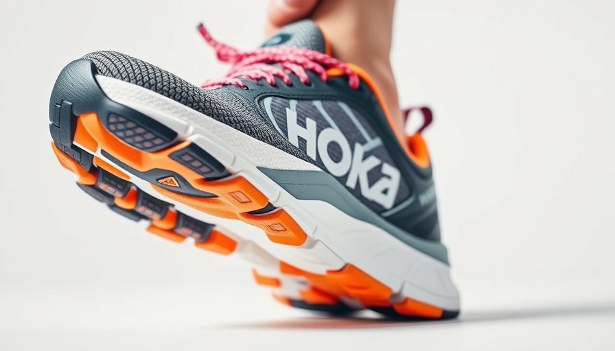 Close-up of a Hoka walking shoe for seniors demonstrating flexibility.