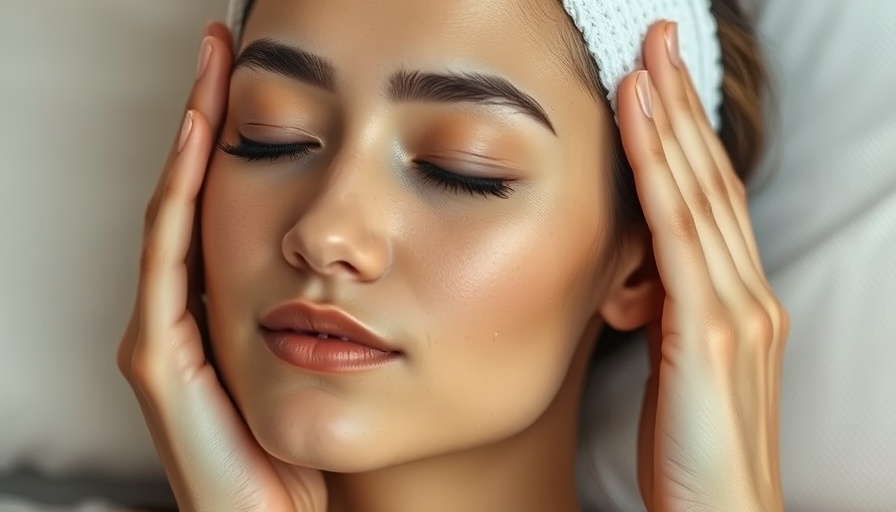 Serene woman enjoying a facial massage at home.