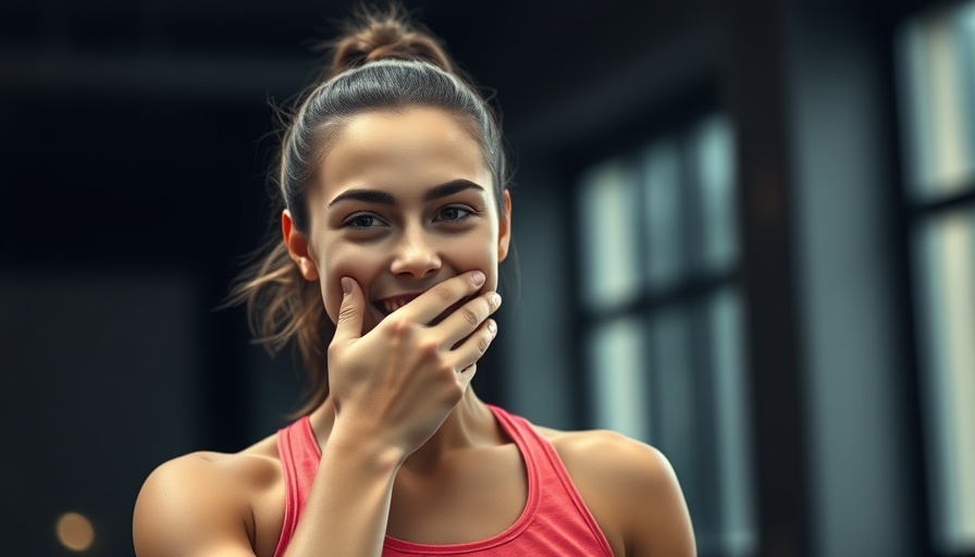 Athletic woman indoors smiling, focusing on vibrant energy.