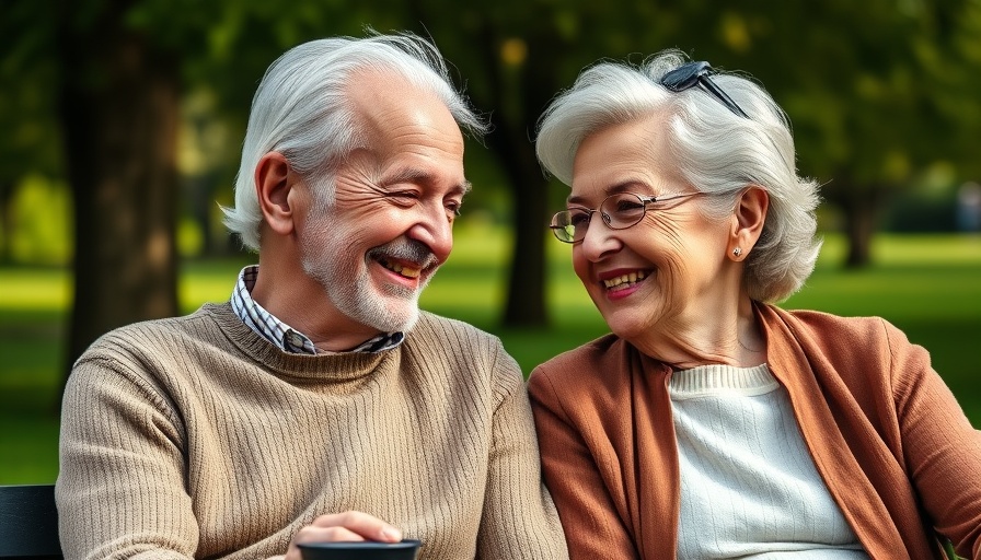 Elderly couple enjoying wellness benefits in a Muskegon park.