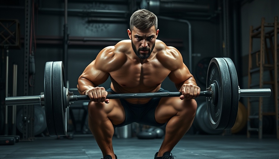 Man weightlifting in gym with intense focus, highlighting strength.