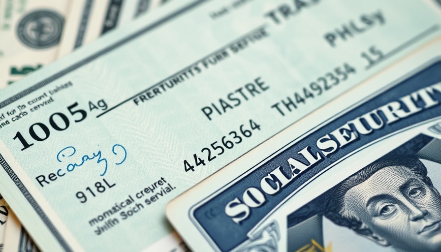 Close-up of a Treasury check and Social Security card for applying in Muskegon.